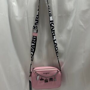 Karl Lagerfeld Pink Crossbody Bag with Branded Strap NWT
